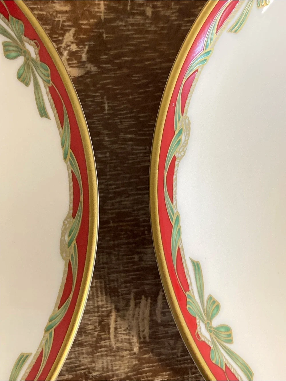 4 Saucers Waterford Fine China Holiday Ribbons Christmas